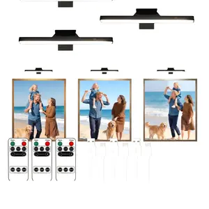 Wall Sconces, 2-Pack Picture Lights for Walls, Battery-Operated Rechargeable Wall Sconces, Cordless LED Wall Lights with Remote, 3 Color Temperatures, Art Lights for Paintings, Picture Frames, Galleries, and Dartboards, Black, Mother's Day Gifts
