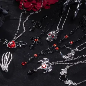 Starlet Stone Deep Red Zircon Ring - Lava Gothic Witch Mysterious Jewelry Set -30 carefully selected pieces, including rings, necklaces, earrings, Halloween gifts, mysterious accessories, vintage black women's rings