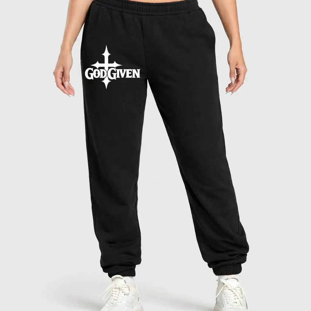 God Given Sweatpants,  Christian Faith Jogger Pants,  Jesus Unisex Streetwear Joggers, God Cross Sweatpants, Gothic Inspirational Casual Style, Edgy Grunge Style,  All Seasons Lightweight Cotton Polyester Tapered Fit