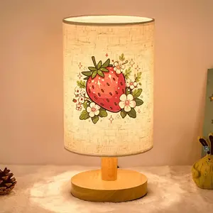 Dreamy Strawberry Flower Pattern Bedside Table Lamp, Bedroom Ambiance Decorative Light, Holiday Gift, Living Room Dining Table Eye Protection Lamp