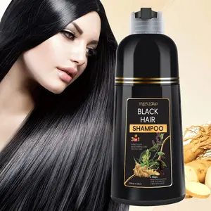 500ml black herbal hair dye shampoo, gentle and non irritating herbal extract, shampoo and hair care three in one, easy to use, natural black hair, making hair healthy and shiny, suitable for men and women, Semi Permanent Hair Dye, Natural colorant dye