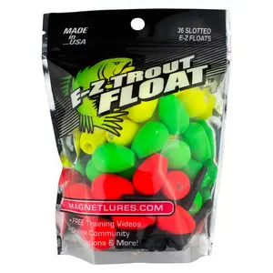 E-Z Trout Floats - 36 Easy to Adjust Slotted Fishing Bobbers - Freshwater and Saltwater Teardrop Fishing Strike Indicators - Made in The USA by Leland's Lures - Ultra-Responsive Floats