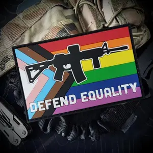 AR-15 Defend Equality Progress Pride Tactical Patch PVC Hook&Loop Patch Outdoor Military Morale Badge Clothing Backpack Stickers