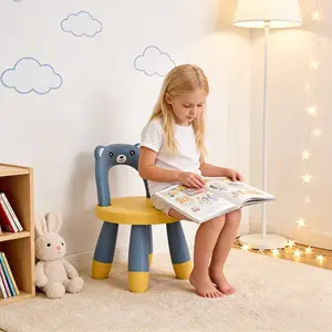 Kids Backrest Stool, Cute Bear Design Toddler Chair, Non-Slip & Sturdy Construction, Playroom & Nursery Use, Must-Have for Kids’ Seating & Play, Baby Furniture