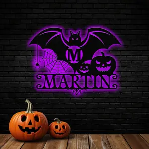 Personalized Halloween Alphabet Letters, Halloween Family Name Plaque And Sign, Spooky Last Name Letter Monogram, Custom Metal Fall Autumn Home Decor Ornaments Decoration