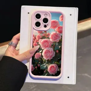Rose Print Floral Tpu Anti-Drop Full Coverage Case, Compatible with iPhone Models, Perfect Gift for Girlfriend, Parents, Lovers