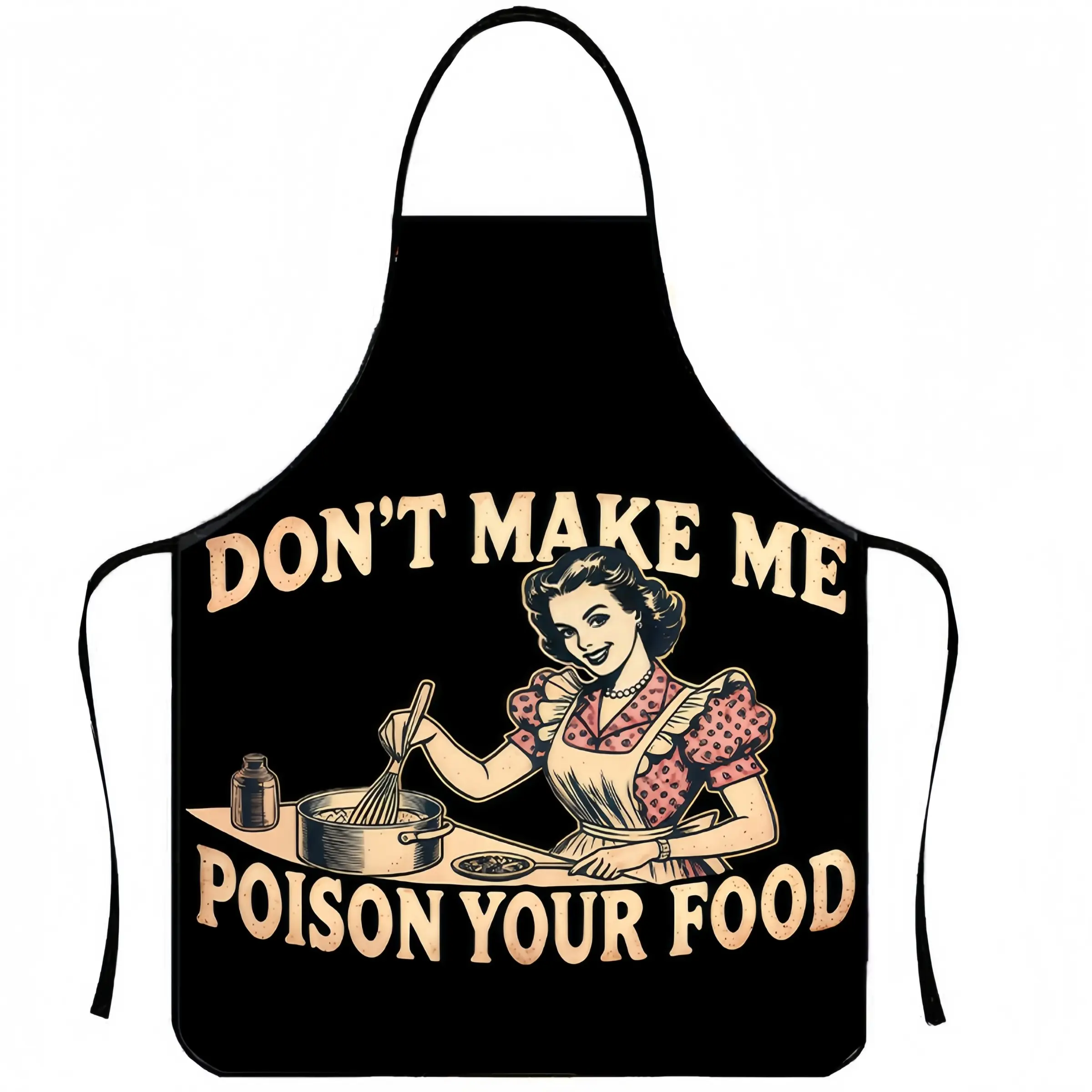 Funny Poison Your Food Print Cooking Apron,1 Count Polyester Apron for Women,Gift for Daughter&Mother&Wife,Christmas Gift ,Kitchen Apron,Nails Design Tool,﻿Kitchen Essential,Cleaning Tool