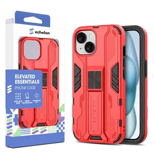 Reflex Series Case with Kickstand for Apple iPhone 15 Red Non-Slip Grip Drop Protection Elevated Essentials Phone Case