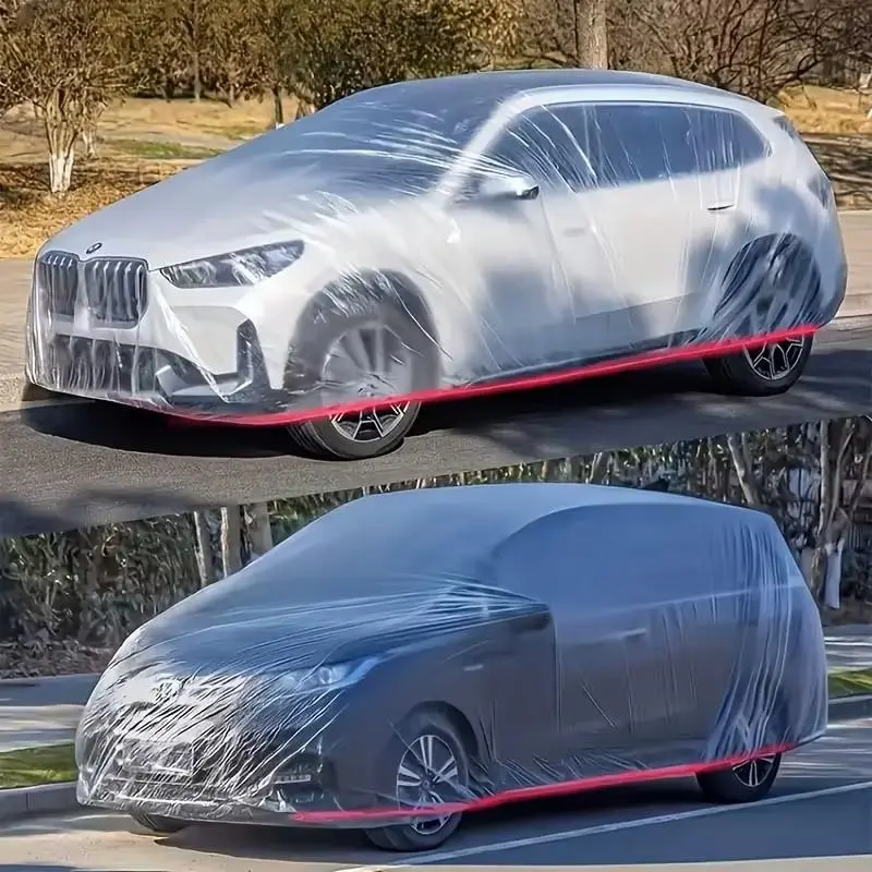 Full-Body Car Cover, Waterproof-Dustproof PE Film, All-Season Universal Car Cover, Transparent Fit Design, Sun-Rain-Dust Protection, Stretchable, Waterproof Covers