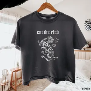 Eat The Rich Crop Top Leftist Tee Progressive Comfort Colors Boxy Tee