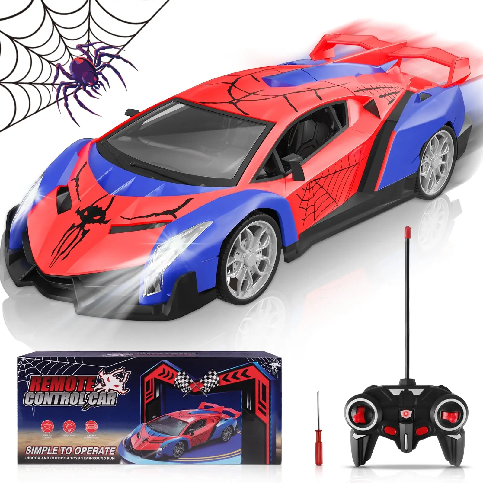 Spider Electric Remote Control Car, 1 Box Fast Rc Car Toy with Light & Controller, Hobby Race Car Toy, Birthday Gift Ideas, Toy Cars
