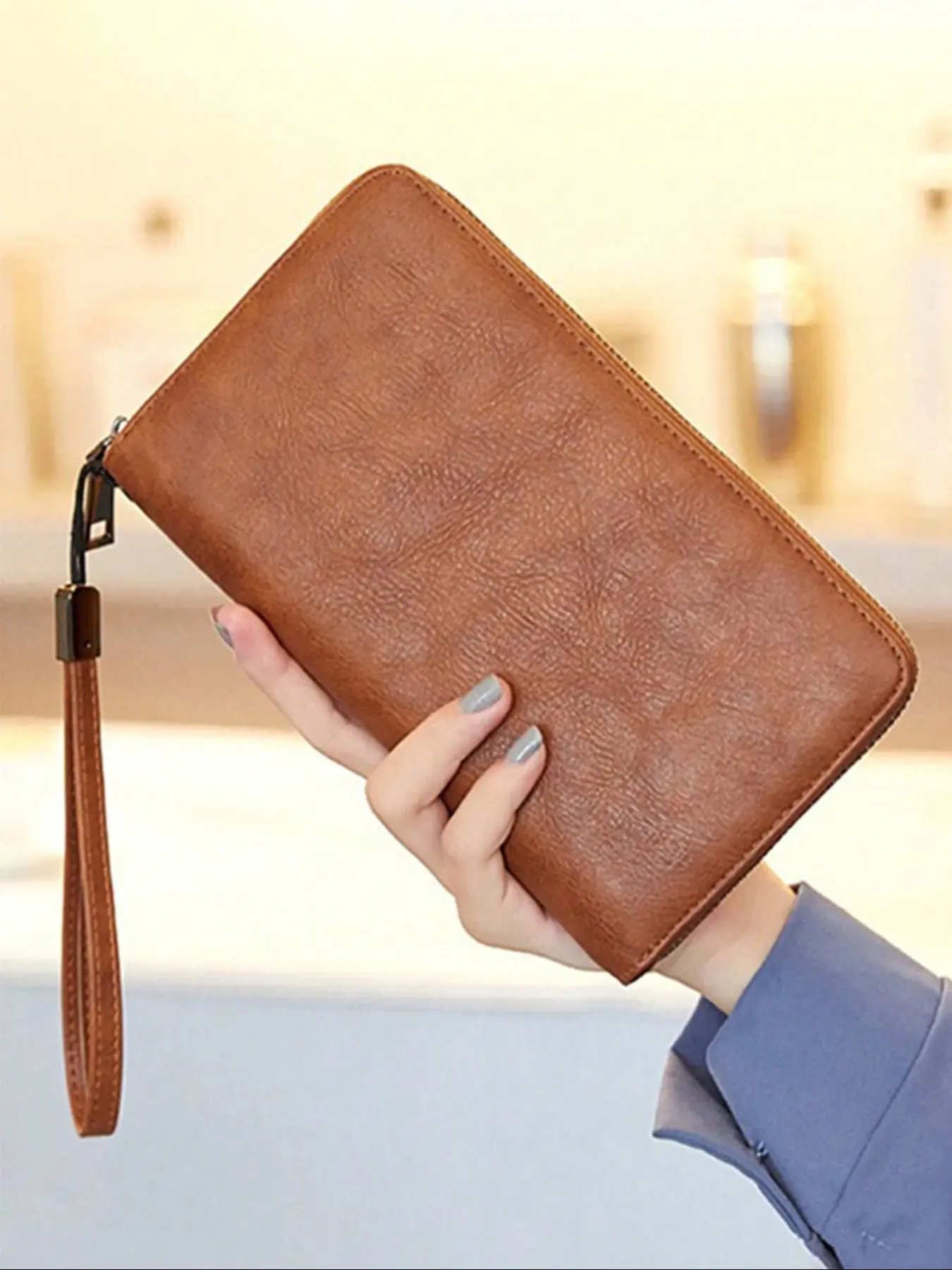 Large Capacity Rfid Protection Long Wallet Handbag, Business Simple Style, Business Minimalist Wallet, 21cm Ultra-Capacity Design, Multiple Card Slots, Anti-Theft Chip