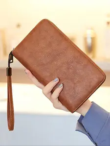 Large Capacity Rfid Protection Long Wallet Handbag, Business Simple Style, Business Minimalist Wallet, 21cm Ultra-Capacity Design, Multiple Card Slots, Anti-Theft Chip