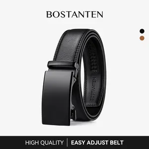 BOSTANTEN Mens Belt Leather Ratchet Easy Release Belt For Men Designer Belt Dress and Casual with Adjustable Buckle for Men's Wear Gift Textured Fathers Gift SpringStatements