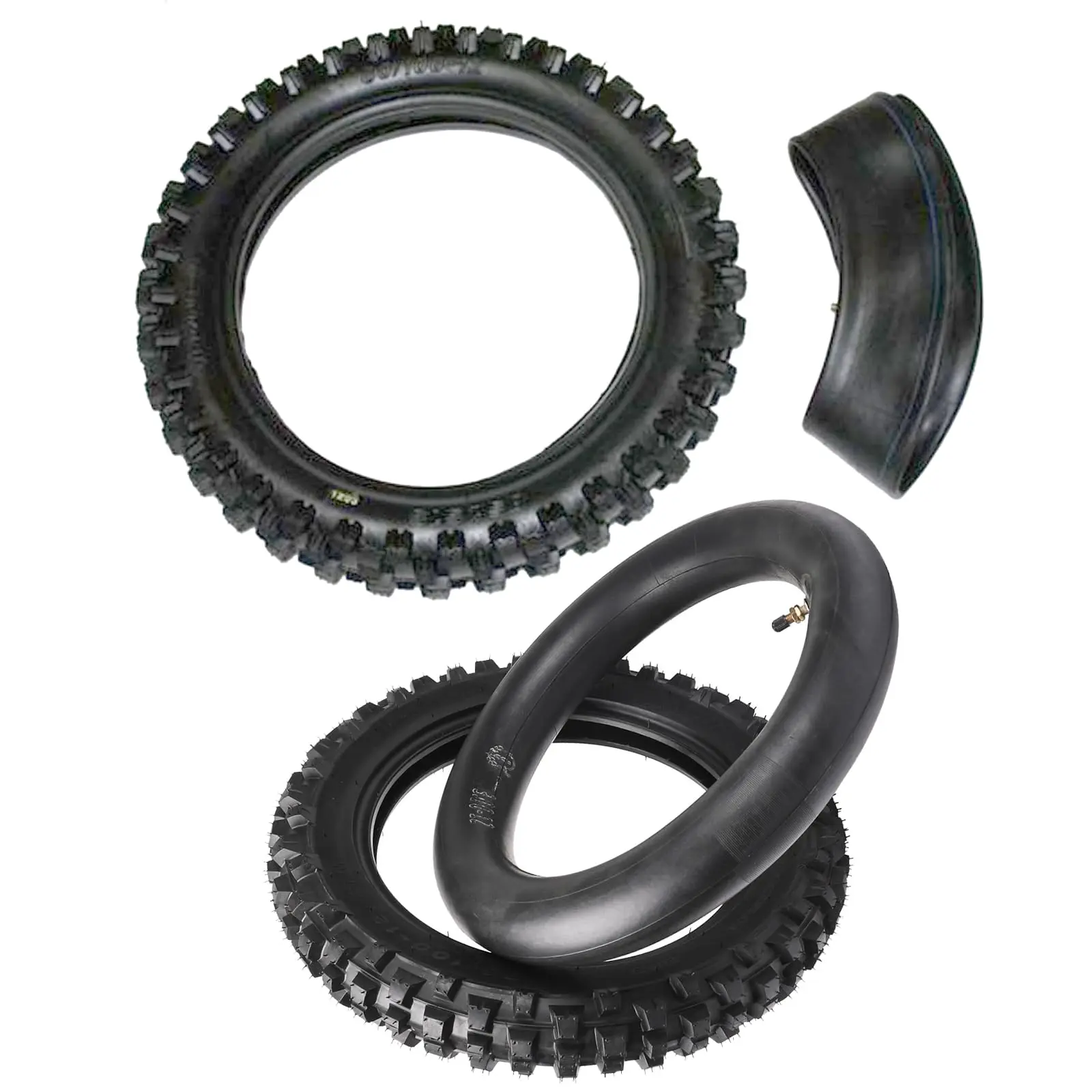 80/100-12 3.00-12 Front 60/100-14 2.50-14 Tire and Inner Tube for 70cc 110cc 125cc Pit Dirt Pocket Rocket Trail Bike Scooter Offroad Motorcycle Apollo Coolster RFZ SSR TaoTao CRF70 CRF110 KLX110 TTR90