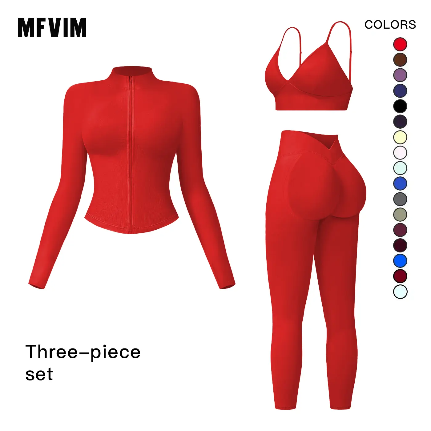 MFVIM Women's 3-Piece Trending Fashion Apparel Tracksuit Set - Solid Criss Cross Crop Tank Top, High Waist Leggings, Zip Up Crop Jacket - Breathable Women's Fashion Gym Workout Apparel Jackets for Yoga, Gym, Casual Spring Wear