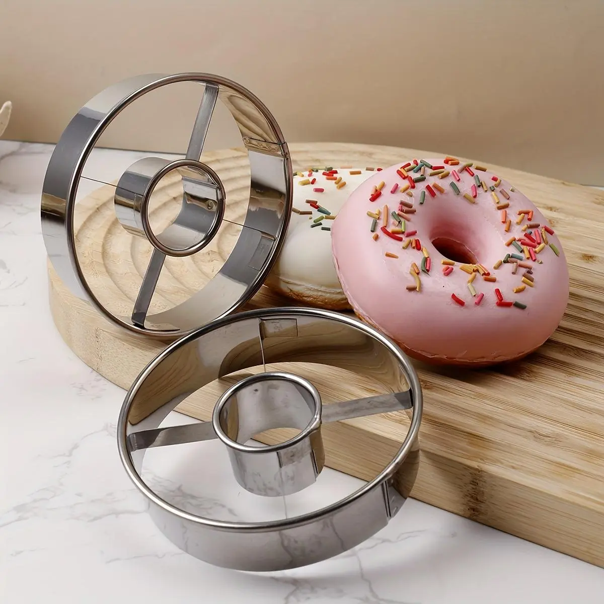 1pc Durable Stainless Steel Donut Mold and Cutter - Perfect for Homemade Donuts, Dough Cutting Molds, Baking Tools, Home Kitchen Accessories