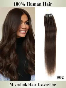 30g  Dark Brown Micro Beads Hair Extensions In Nano Ring Links Human Hair, 10 Colors Natural Straight Hair for Women, 12-22inch 30.48-60.96 cm, Add Volume&Length, Blonde Brown Black European Hair, 50 Strands/pack Micro Beads Link Hair Extension
