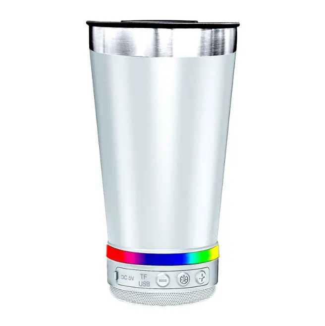 3rd Bluetooth Insulated Tumbler with Speaker - 16 oz Stainless Steel Water Bottle Flask, Portable Music Companion with Built-in Rechargeable Wireless Speaker, Multi-color LED Lights for Party Vibes