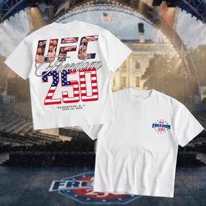 UFC Freedom 250 Heavy Cotton T-Shirt UFC Graphic Tee Combat Sports Fan Shirt MMA Fight Night TShirt Gift for Men Women American Made Fightwear