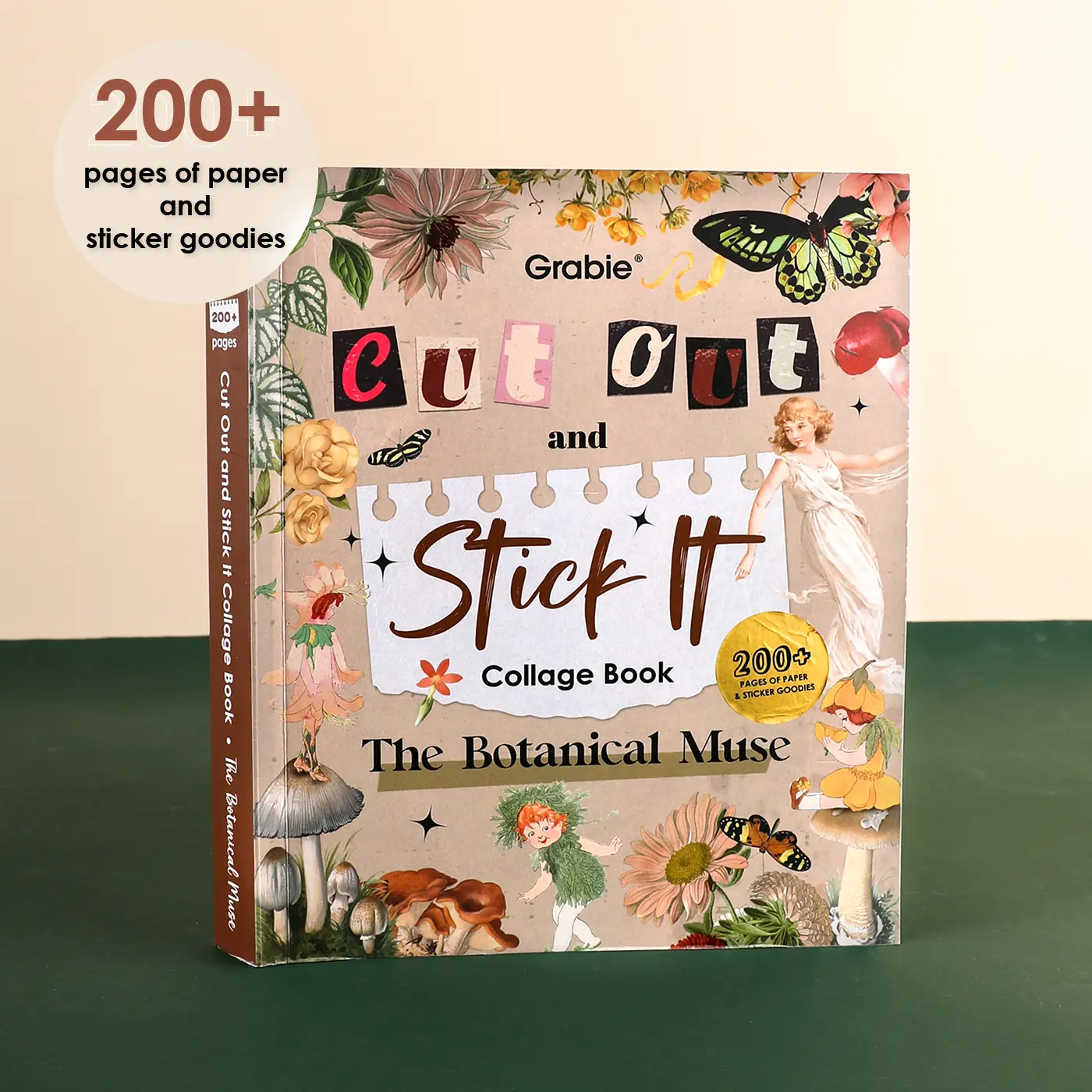 Grabie 200+ Pages The Botanical Muse Collage Activity Book - Double-Sided Smooth Writing Paper, Specialty Die-Cuts, Cut-Out Vellum Paper Supplies, Collage Book, Scrapbooking Tool, School Supplies, Back to School Class Reward Gift, Art Journaling Accessory