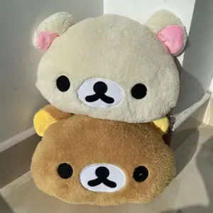 2026 New Cute Rilakkuma Plush Warm Hand Pillow Cartoon Bear Peluche Stuffed Toy Soft Cushion Christmas Birthday Gift