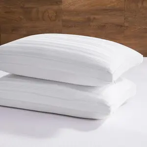 Goose Feather and Down Pillows - 2 Pack Gusseted Feather Pillows Set of 2 for Back, Stomach or Side Sleepers, Queen Size (18"x26"x2")