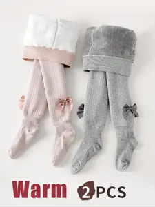 Girls' Warm Soft Fabric Tights for Winter, Casual Outdoor Wear for Girls, Gentle Skin-Friendly Design, Perfect for Cold Weather
