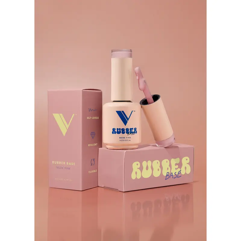 V Beauty Pure Rubber Base Nude Pink | Soak Off Self-Leveling UV LED Gel Nail Base Coat Pink