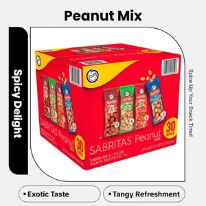 Sabritas Peanuts, 4 Flavours Hot , salt and lemon ,spicy and Japanese , Protein Snack sour Flavor Mexican Snack  30 packs party snack