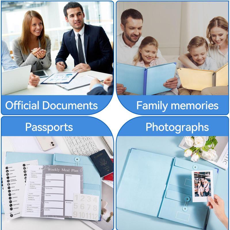 Accordion File Organizer Manila Pocket Document Folder for Passports, Birth Certificates & Important Papers, Office & Home Storage, Important Document Organizer Binder with Labels for Travel, Weddings, Graduation Gift