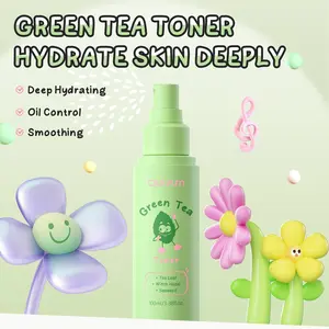 Green Tea Toner 100ml ， Antioxidant Hydrating Face Mist ， Sebum Control & Pore Minimizing ， Soothes Sensitive Skin & Balances pH ，Lightweight Non-Sticky ， Travel Size Portable for Daily Care, Moisture, Hydrate, Moisturizing, Soothing