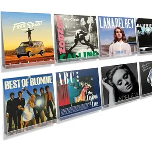 8 Pack Vinyl Record Wall Mount Shelves, 12" Vinyl Holder for Album Record Storage & Display, Clear Acrylic Floating Shelves for Wall Decor, Kids Bookshelf, Magazine Rack, Picture Ledge