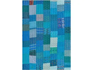 HomeRoots Blue Knitted Silk Patchwork Cozy Throw Blanket, 0.2x50x70 in, Stylish Home Use Blanket