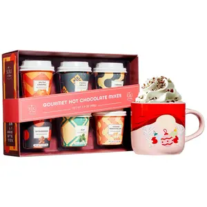 Kiri & Sons Gourmet Hot Cocoa Gift Set Cup Hot Chocolates - Set of 6 Flavors - Salted Caramel, French Vanilla, Caramel, Gingerbread, Mint, Amaretto & More - Winter Gifts For Her, Him, Kids