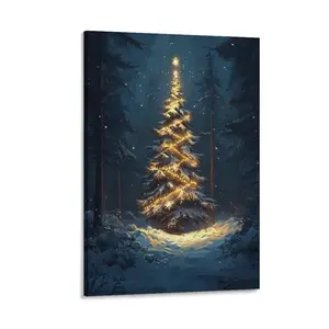 Christmas Wall Art Canvas Poster Christmas Tree Pictures Canvas Poster Bedroom Decor Sports Landscape Office Room Decor Gift Frames Ornaments Decoration Artistic Photo Print