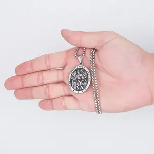 St. Christopher's titanium steel pendant, stainless steel necklace, necklace explosion