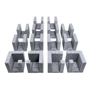Locking Dungeon Tiles - Hallways Set - Endertoys Terrain 3D Printed Paintable Scenery for Tabletop Gaming Warhammer Miniature Model Decor Ornaments Building Kit Diy Kits