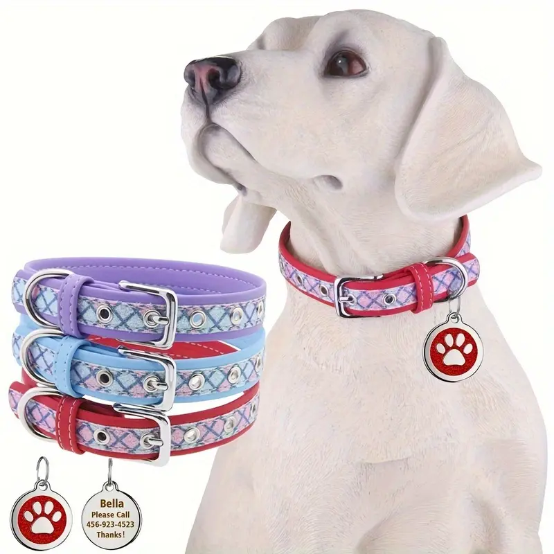 Personalized Dog & Cat Collar - Custom Name/Phone/Message, Adjustable Safety Strap Anti-Choking, with Bella's Phone Hint - - for Small/Medium Pets - - - Ideal Pet ID Tag Gift for Dogs & Cats - Birthday/Christmas Present, Pet Safety Collar