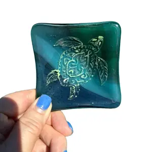 Hand crafted sea turtle fused glass dish Plate