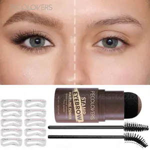 Brown Eyebrow Stamp Stencil Kit 1 Pcs  Waterproof Eye Brow Stamp Shaping Kit  Natural Lasting Eyebrow Makeup Brow Shape with 10 PCS
