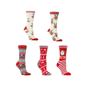 Christmas Socks New Elk Men and Women Long Socks, Personalized Cotton Socks, Mid-Calf Socks, Halloween Socks - 1 Piece