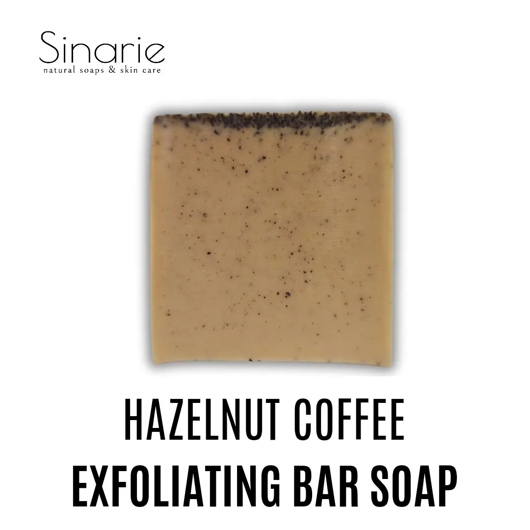 Sinarie Hazelnut Coffee Exfoliating Scrub Soap Bar by Sinarie Soaps - 4.5 oz, Gentle Cleansing, Cocoa Butter, Skin Repair, Body Care soap skincare wash