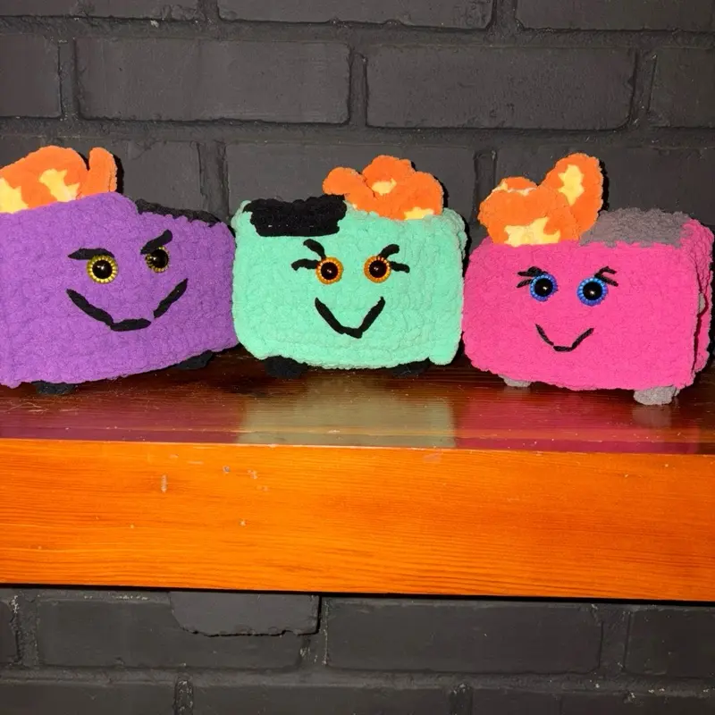 Handmade Crochet Dumpster Fire – Funny Stress Relief Decor & Gift