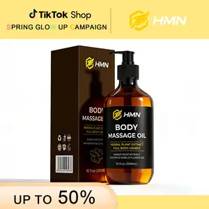 HMN Cellulite Massage Oil 10oz - Smooth the Appearance of Cellulite - Body Care & Skin Care Massage Oil - Topical Collagen and Plant Stem Cell Body Oil to Restore Texture and Elasticity - Soothing Body Oil