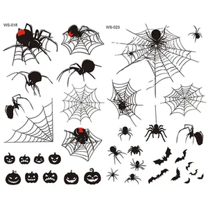 Halloween Temporary Tattoos Spider Bat Pumpkin Web Arm Body Art Stickers, 2 Sheets Fake Tattoos for Halloween Party Decoration