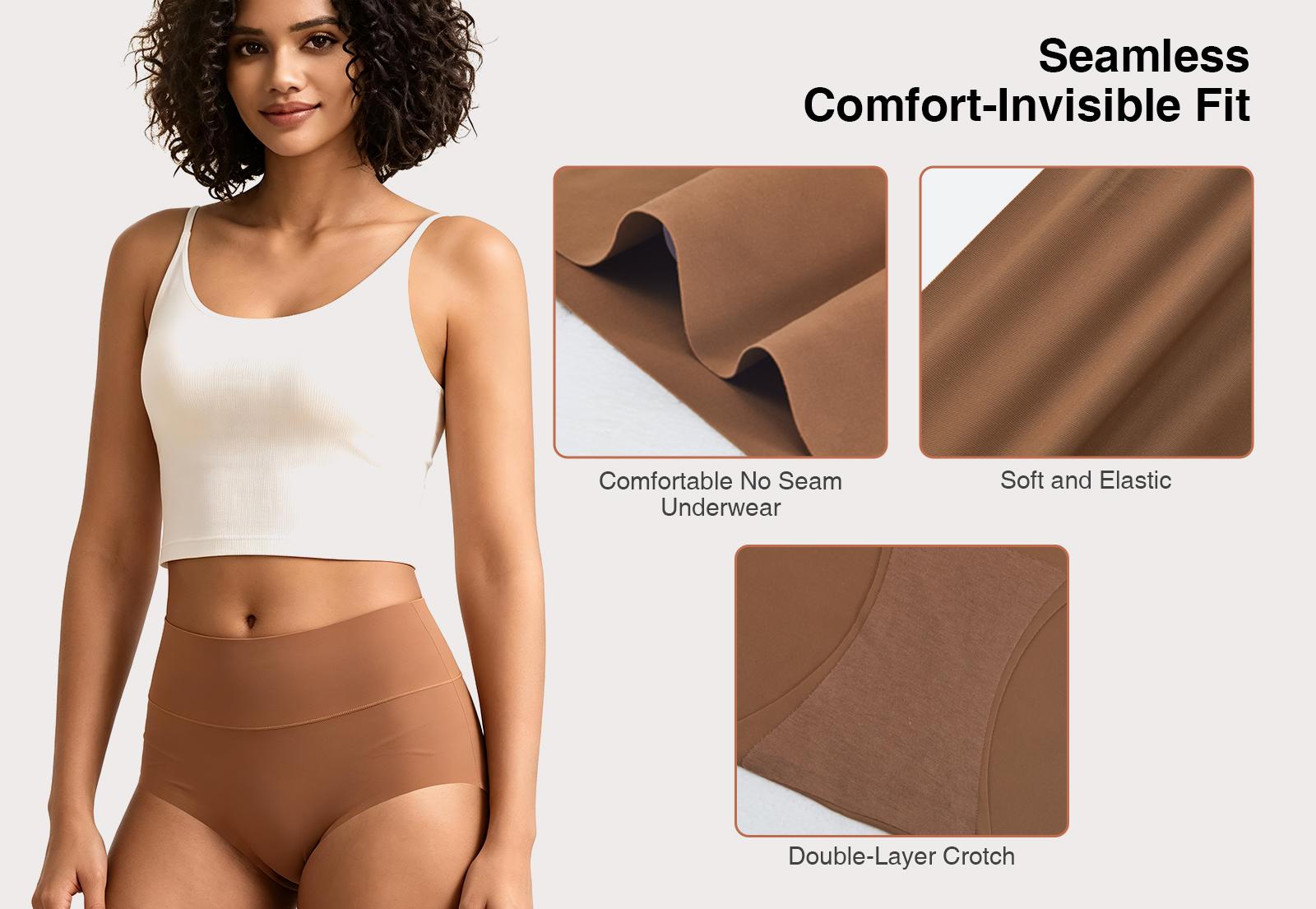 Women's Comfort High Waist Briefs, 5-Pack Full Coverage Panties for Women, Buttery Soft Breathable Everyday Underwear with Extended Crotch, Individually Packaged, S-3XL