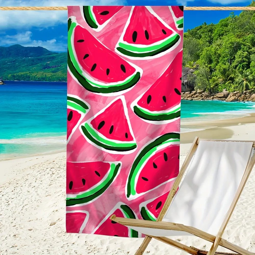 1pc Vibrant Watermelon Pattern Beach Towel - Lightweight Microfiber, Sandproof & Quick-Drying, Perfect for Travel & Beach Fun, Poolside Essential | Tropical Style Towel | Lightweight Towel