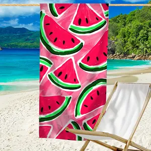 1pc Vibrant Watermelon Pattern Beach Towel - Lightweight Microfiber, Sandproof & Quick-Drying, Perfect for Travel & Beach Fun, Poolside Essential | Tropical Style Towel | Lightweight Towel
