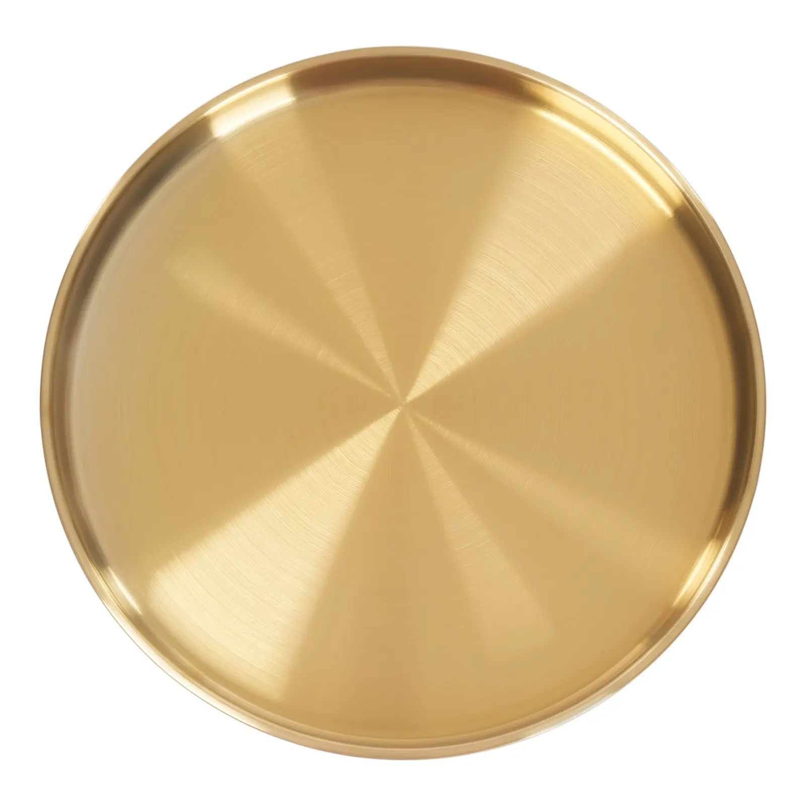 6-Piece Gold Round Stainless Steel Serving Trays Plates - 201 Grade, 12.2in, Brushed Finish, Dishwasher Safe, Stackable for Food, Home Party Decor, Six Pieces